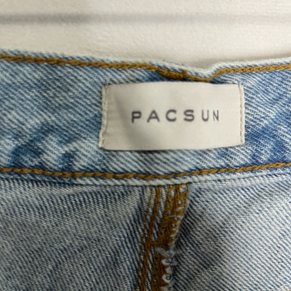Pacsun Lt Indigo Ripped Button Fly High Waist Denim Festival Short Women Size 28 - Picture 6 of 10